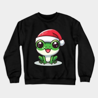 Christmas Frog with Santa Hat Crewneck Sweatshirt